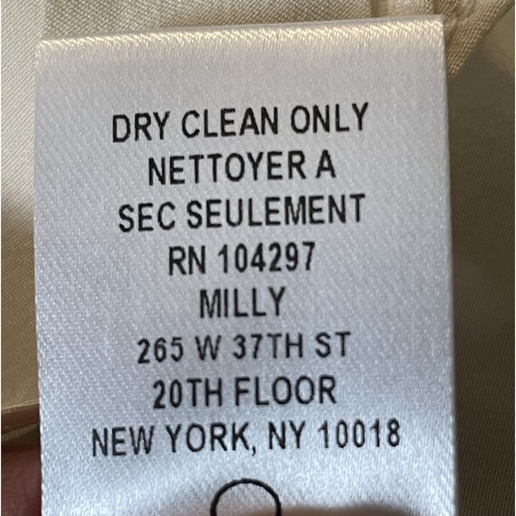 Milly of New York Silk Button Blouse Sz 10 Ivory Ruffles Front Tie Gossip Girls - Picture 11 of 13